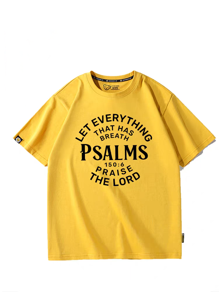 Men’s Cotton T-Shirt – Psalms 150:6 “Let Everything That Has Breath Praise the Lord