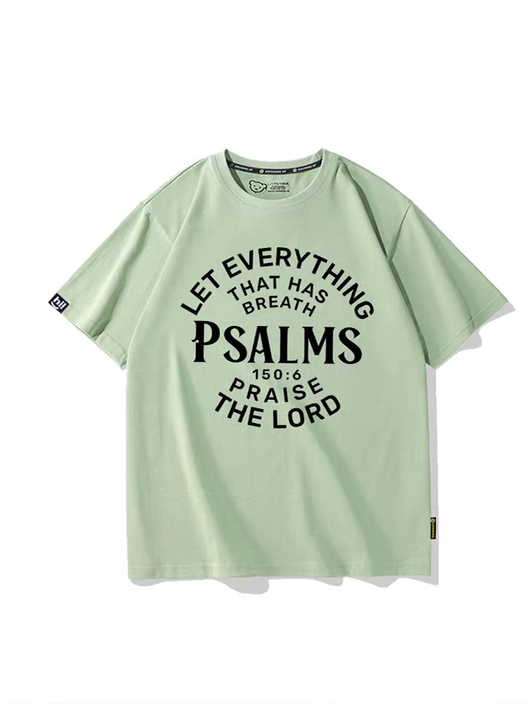 Men’s Cotton T-Shirt – Psalms 150:6 “Let Everything That Has Breath Praise the Lord