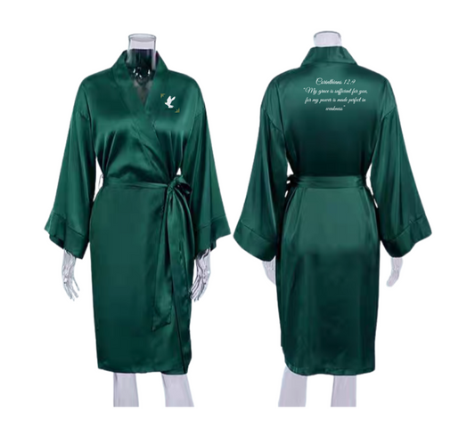 Emerald Green Silk Robe - Signature Silk Collection