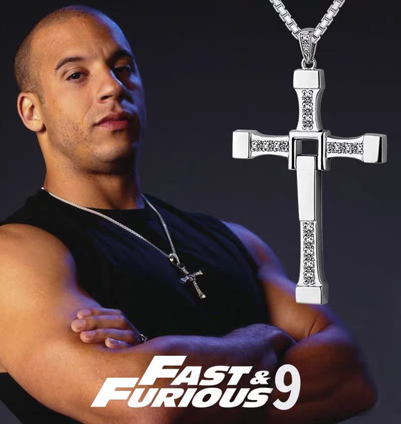 Dom from Fast & Furious Sterling Sliver Cross and Chain