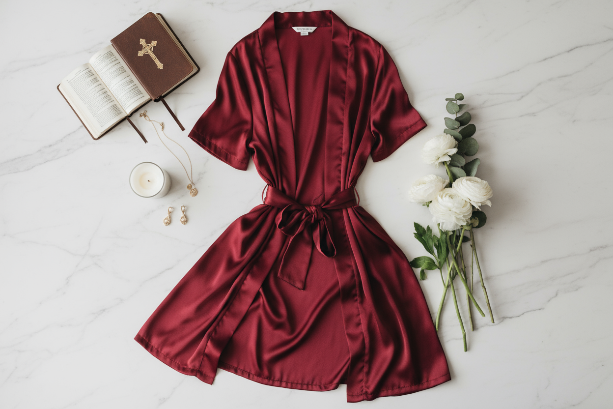 Wine Red Robe Flat-Lay