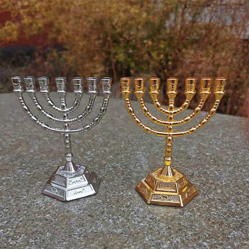Elegant seven branch Menorah. A symbol of tradition