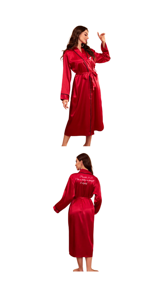 Wine Red Silk Robe - Signature Silk Collection