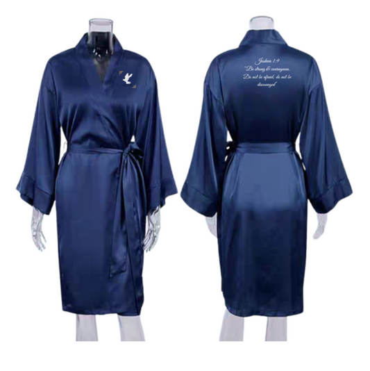 Navy Blue Silk Robe - Signature Silk Collection