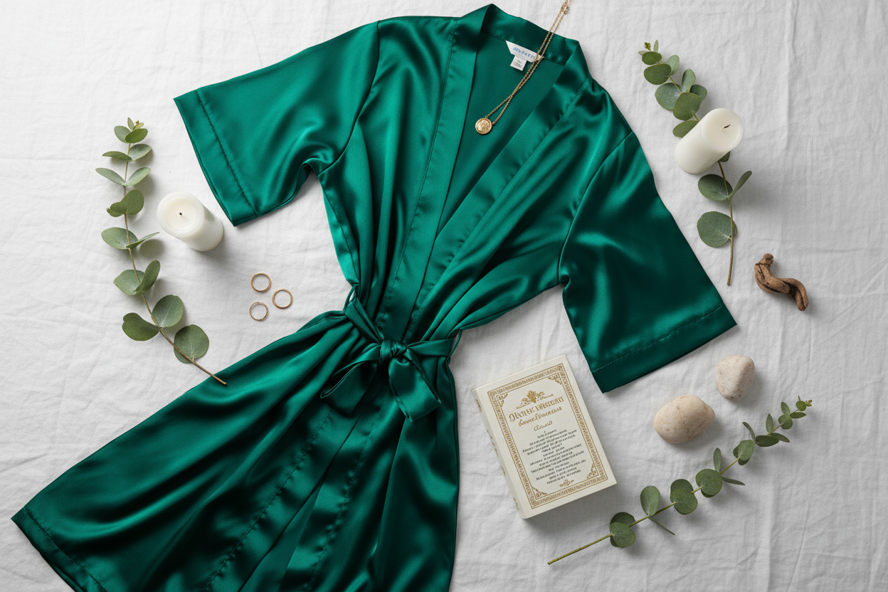 Emerald Robe Styled Flat-Lay