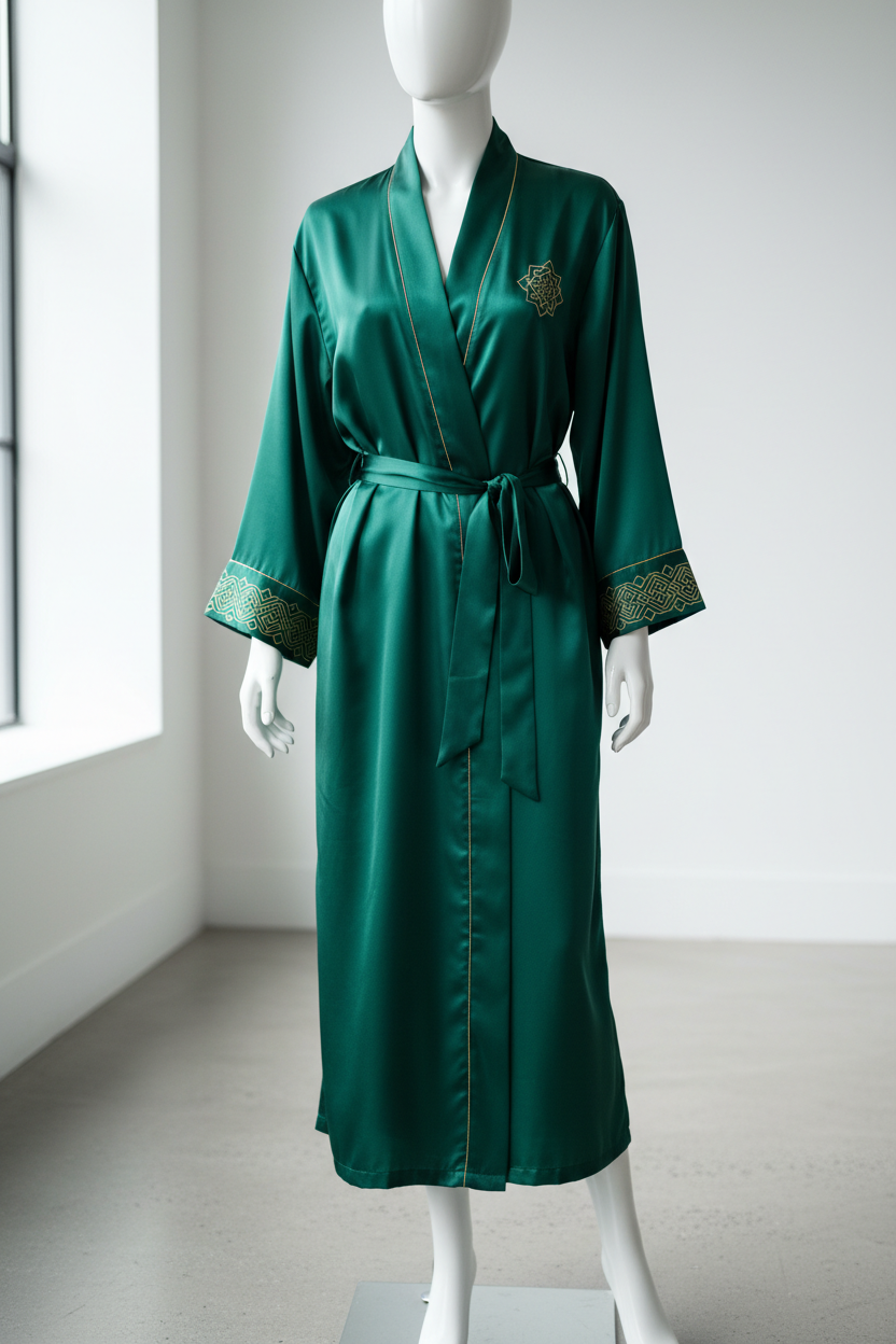 Emerald Green Silk Robe - Signature Silk Collection