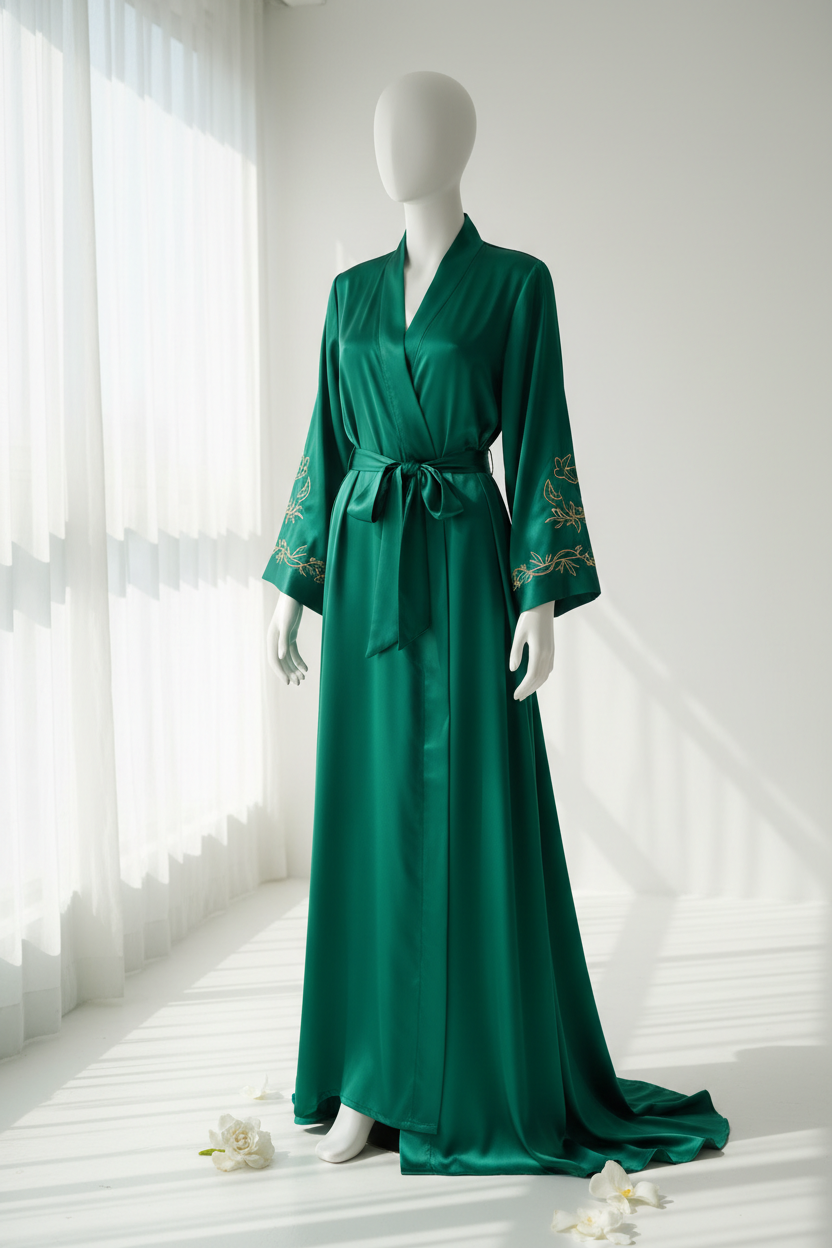 Emerald Green Silk Robe - Signature Silk Collection