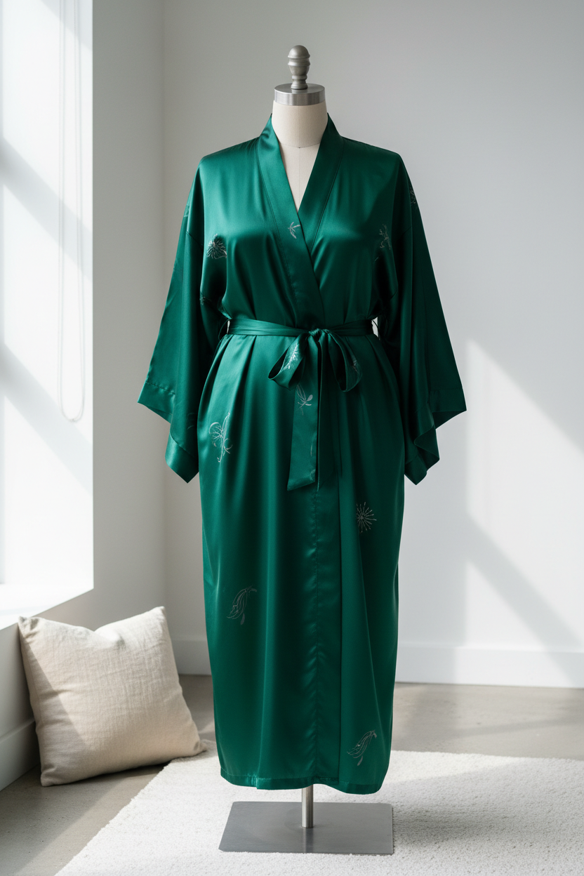 Emerald Green Silk Robe - Signature Silk Collection