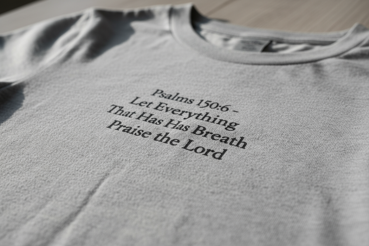 Men’s Cotton T-Shirt – Psalms 150:6 “Let Everything That Has Breath Praise the Lord