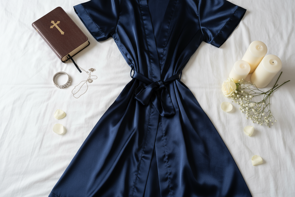 Navy Robe Styled Flat-Lay