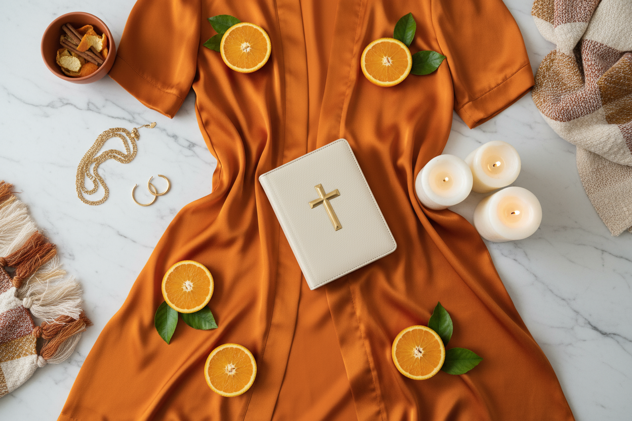 Orange Robe Styled Flat-Lay