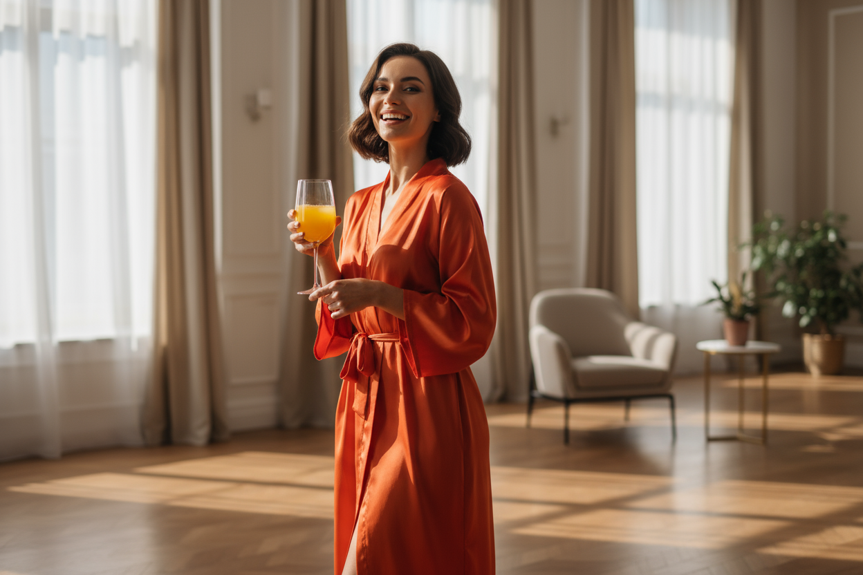 Orange Silk Robe Lifestyle