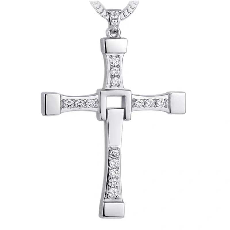 Dom from Fast & Furious Sterling Sliver Cross and Chain