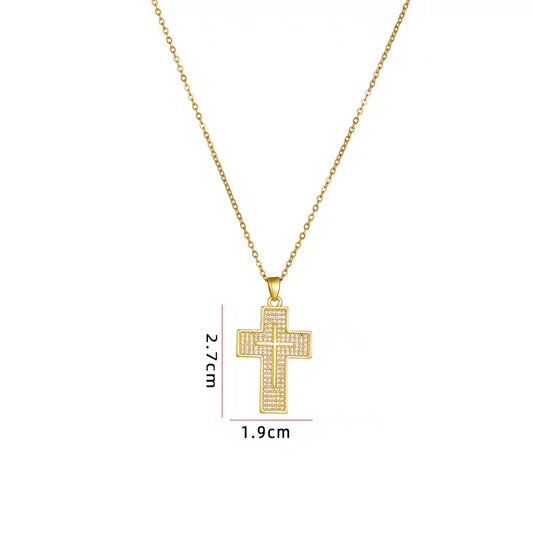 Timeless Elegance cross pendant, gold and silver