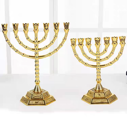 Elegant seven branch Menorah. A symbol of tradition