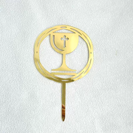 Round Commuion Gold Cake Topper