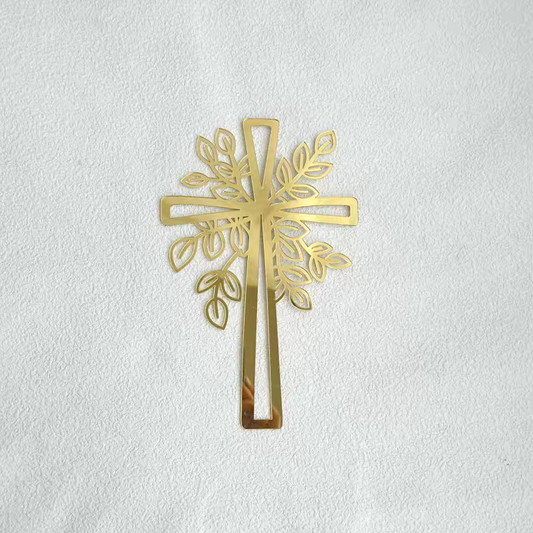 Gold Cross Cake Topper with Olive Branches